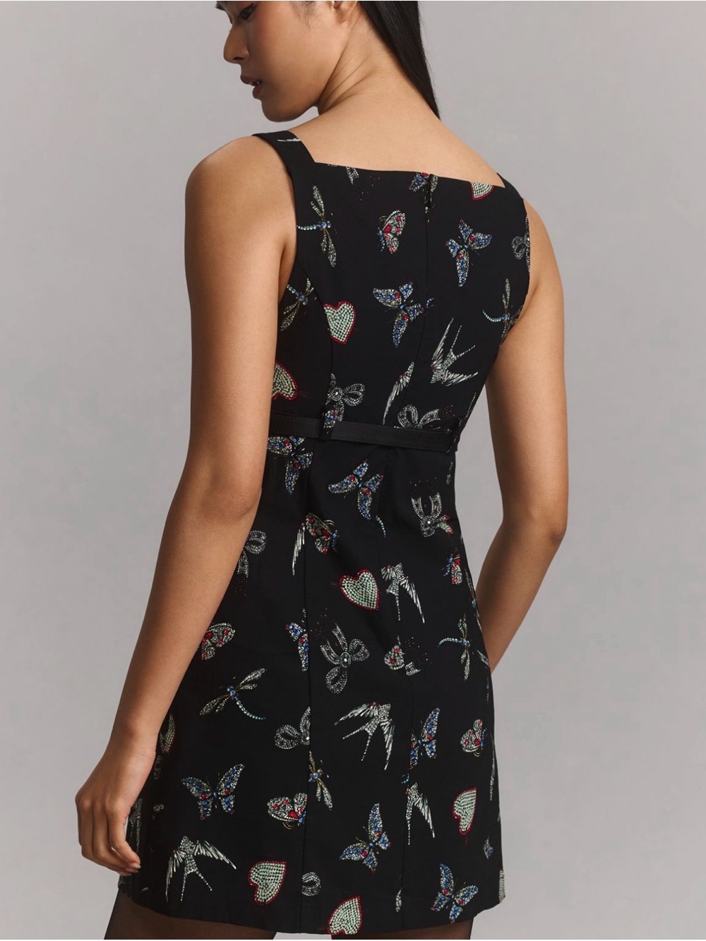 Maeve Black Floral & Butterfly Square-Neck Mini Dress - Picture 4 of 12